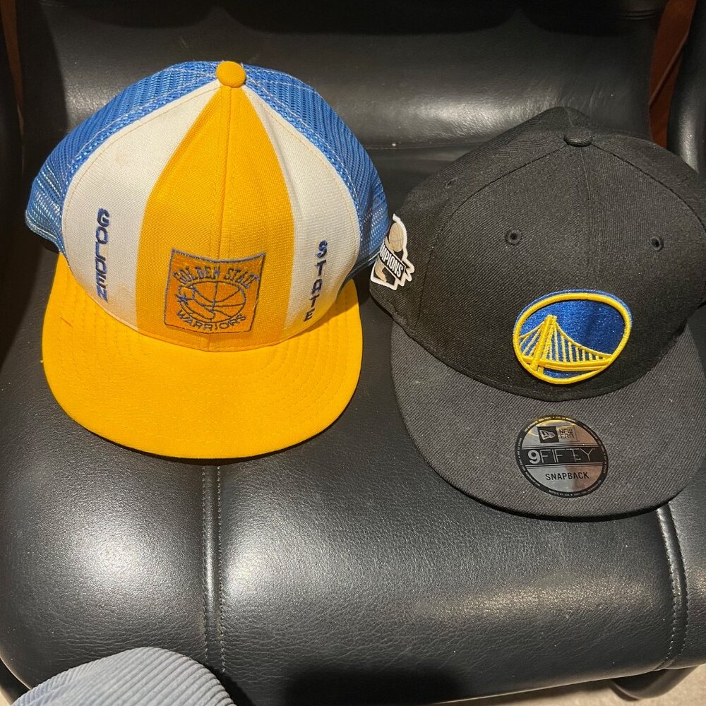 GOLDEN STATE WARRIORS HAT,NYLON DOUBLE KNIT-NEW, LUCKY STRINGS, LARGE